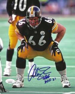 Autographed 8x10 Alan Faneca "HOF 21" Pittsburgh Steelers photo JSA Witness