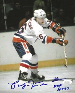 Autographed PAT LAFONTAINE "HOF 2003" 8X10 New York Islanders Photo JSA Witness