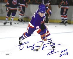Autographed PAT LAFONTAINE "HOF 2003" 8X10 New York Islanders Photo JSA Witness