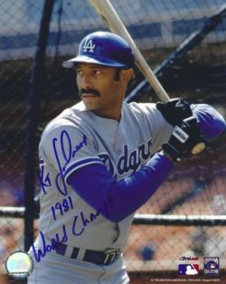 AUTOGRAPHED KEN LANDREAUX "1981 World Champs" 8x10 Los Angeles Dodgers photo