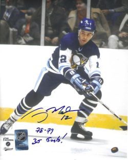 Autographed GREG MALONE "78-79 35 Goals" 8x10 Pittsburgh Penguins Photo