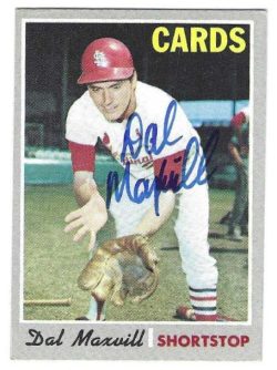 Autographed Dal Maxvill St. Louis Cardinals 1970 Topps card #503