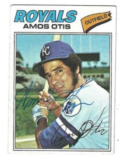Autographed AMOS OTIS Kansas City Royals 1977 Topps Card