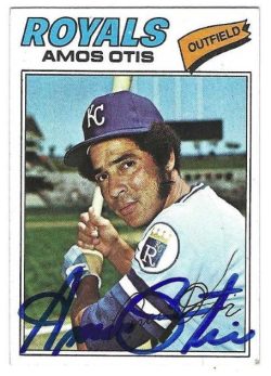 Autographed AMOS OTIS Kansas City Royals 1977 Topps Card