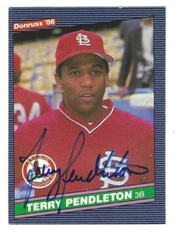 Autographed TERRY PENDLETON St. Louis Cardinals 1986 Donruss Card