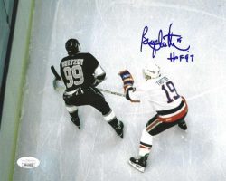 Autographed BRYAN TROTTIER "HOF 97" 8x10 New York Islanders Photo JSA