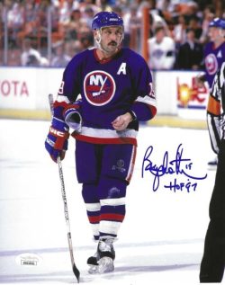 Autographed BRYAN TROTTIER "HOF 97" 8x10 New York Islanders Photo JSA