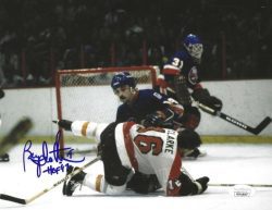 Autographed BRYAN TROTTIER "HOF 97" 8x10 New York Islanders Photo JSA