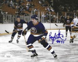 Autographed BRYAN TROTTIER "HOF 97" 8x10 New York Islanders Photo JSA