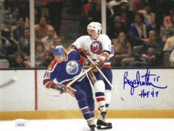 Autographed BRYAN TROTTIER "HOF 97" 8x10 New York Islanders Photo JSA