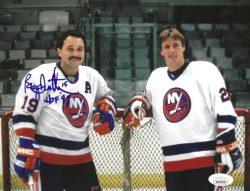 Autographed BRYAN TROTTIER "HOF 97" 8x10 New York Islanders Photo JSA