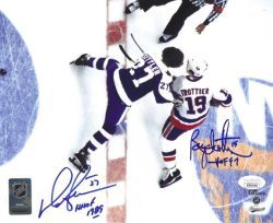 Autographed DARRYL SITTLER "HHOF 89" Toronto Maple Leafs and BRYAN TROTTIER "HOF 97" New York Islanders 8X10 Photo JSA