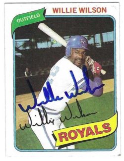 Autographed WILLIE WILSON Kansas City Royals 1980 Topps Card