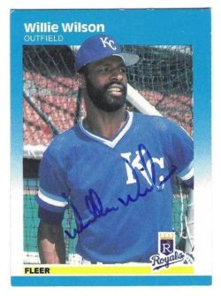 Autographed WILLIE WILSON Kansas City Royals 1987 Fleer Card