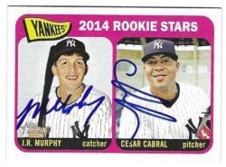 Autographed JOHN RYAN MURPHY and CESAR CABRAL  New York Yankees 2014 Topps Heritage Card