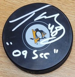 Autographed TYLER KENNEDY "09 SCC" Pittsburgh Penguins Hockey Puck