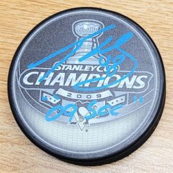 Autographed TYLER KENNEDY "09 SCC" 2009 Stanley Cup Pittsburgh Penguins Hockey Puck