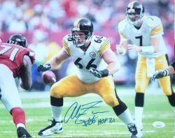 Autographed ALAN FANECA "HOF 21" Pittsburgh Steelers 11X14 photo JSA Witness