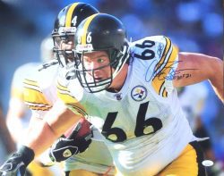 Autographed ALAN FANECA "HOF 21" Pittsburgh Steelers 16X20 photo JSA Witness