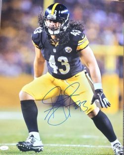 Autographed 16x20 TROY POLAMALU Pittsburgh Steelers photo JSA Witness