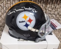 Autographed GERRY "MOON" MULLINS Pittsburgh Steelers Mini Helmet JSA