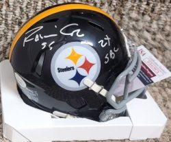 Autographed ROBIN COLE "2X SBC" Pittsburgh Steelers Mini Helmet JSA
