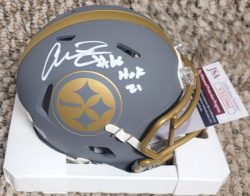 Autographed ALAN FANECA "HOF 21" Pittsburgh Steelers Mini Helmet JSA