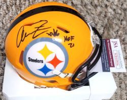 Autographed ALAN FANECA "HOF 21" Pittsburgh Steelers Mini Helmet -JSA COA