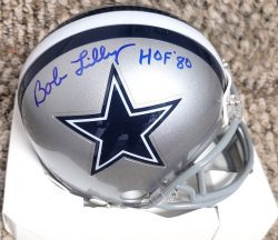 Autographed BOB LILLY "HOF 80" Dallas Cowboys Mini Helmet