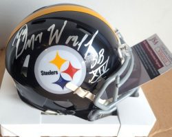 Autographed DWAYNE WOODRUFF "SB XIV" Pittsburgh Steelers Mini Helmet JSA