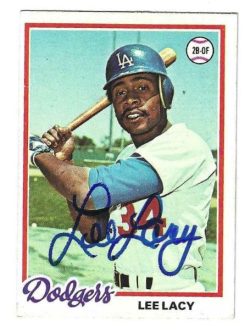 Autographed LEE LACY Los Angeles Dodgers 1978 Topps Card