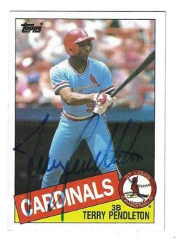 Autographed TERRY PENDLETON St. Louis Cardinals 1985 Topps Card