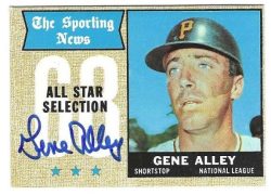 Autographed GENE ALLEY Pittsburgh Pirates 1968 Topps Card