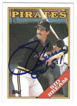 Autographed SID BREAM Pittsburgh Pirates 1988 Topps Card