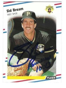 Autographed SID BREAM Pittsburgh Pirates 1988 Fleer Card