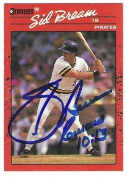 Autographed SID BREAM Pittsburgh Pirates 1990 Donruss Card