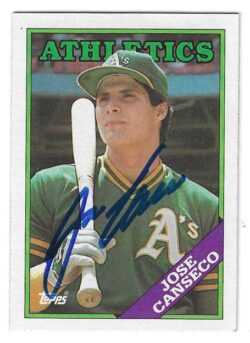 Autographed JOSE CANSECO Oakland A's 1988 Topps Card