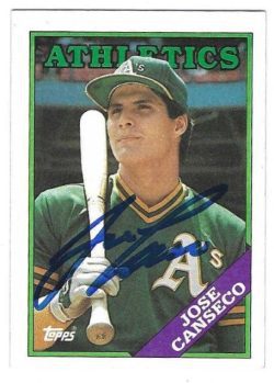 Autographed JOSE CANSECO Oakland A's 1988 Topps Card