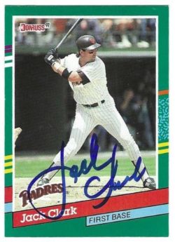 Autographed JACK CLARK San Diego Padres 1991 Donruss Card