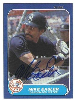 Autographed MIKE EASLER New York Yankees 1986 Fleer Card
