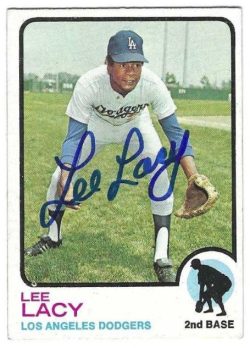Autographed LEE LACY  Los Angeles Dodgers 1973 Topps Card