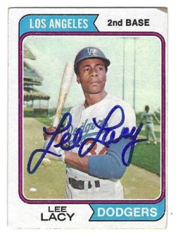 Autographed LEE LACY Los Angeles Dodgers 1974 Topps Card