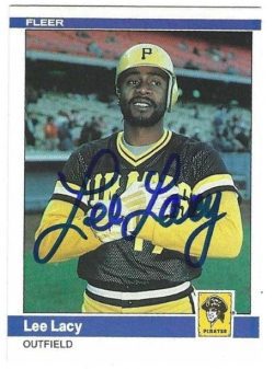 Autographed LEE LACY Pittsburgh Pirates 1984 Fleer Card