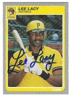 Autographed LEE LACY Pittsburgh Pirates 1985 Fleer Card