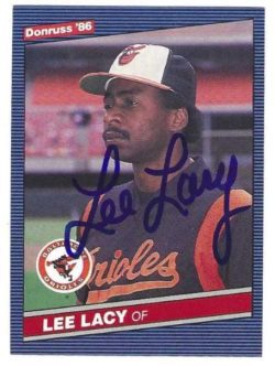Autographed LEE LACY Baltimore Orioles 1986 Donruss Card
