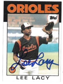 Autographed LEE LACY  Baltimore Orioles 1986 Topps Card