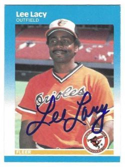 Autographed LEE LACY  Baltimore Orioles 1987 Fleer Card