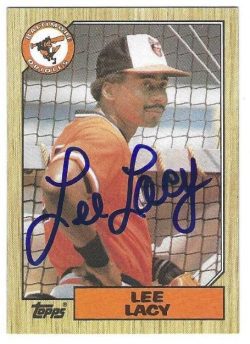 Autographed LEE LACY  Baltimore Orioles 1987 Topps Card