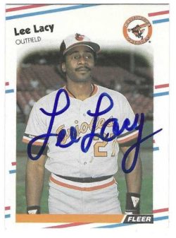Autographed LEE LACY  Baltimore Orioles 1988 Fleer Card