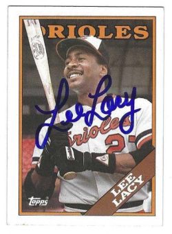 Autographed LEE LACY  Baltimore Orioles 1988 Topps Card